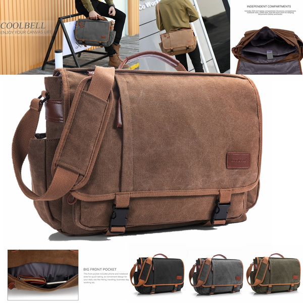 15.6 Inch/17.3 Inch Men Messenger Bag Canvas Briefcase School Shoulder Bag  Laptop Case Mens Handbag Business Briefcase Multi-Functional Travel Bag for