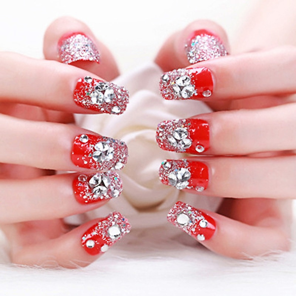 Red Christmas Nails | Red nails glitter, Red christmas nails, Red acrylic  nails