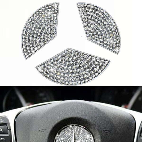 NIUHURU Car Interior Trim Bling Accessories Rhinestone Decals Car Seat Adjustment Button Decorative Sticker Cover fit for Mercedes Benz A B Class CLA GLB 2019 2020 Silver 