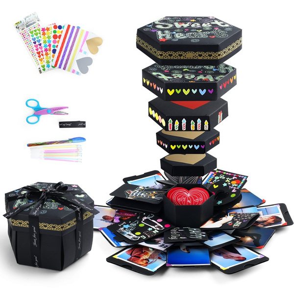 DIY Surprise Explosion gift Box Memory Scrapbook Photo Album Anniversary  black