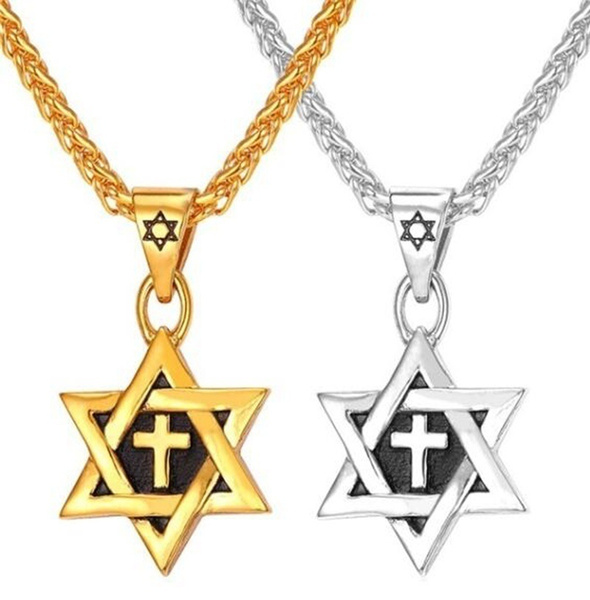 Men's Star Of David Necklace Stainless 