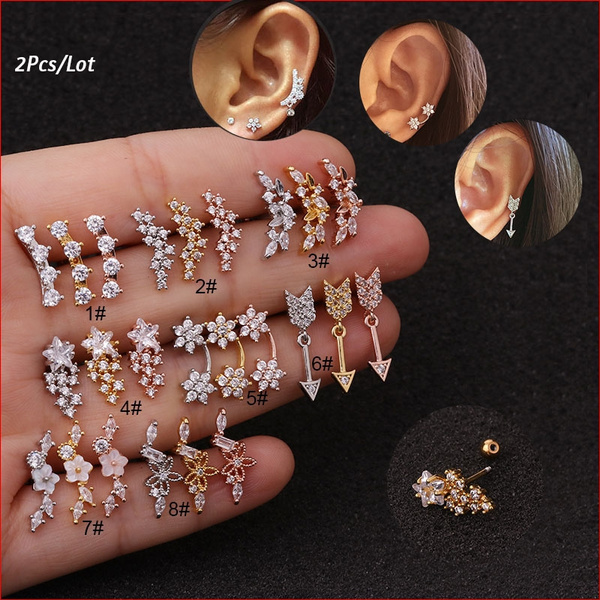 Curved Cartilage Stud Helix Rook Conch Screw Back Earring Ear Piercing Jewelry Curved Cartilage Stud Helix Rook Conch Screw Back Earring Ear Piercing Jewelry