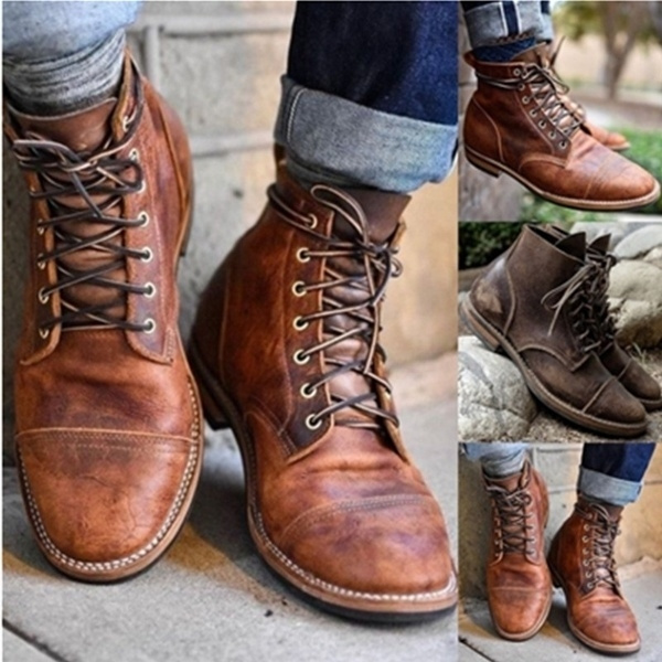 High Quality Men s Vintage British Boots Autumn Winter Short