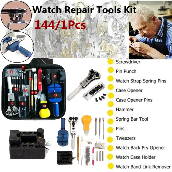 Watchmaker Watch Repair Tool Kit Back Case Opener Remover Spring Pin Bar 