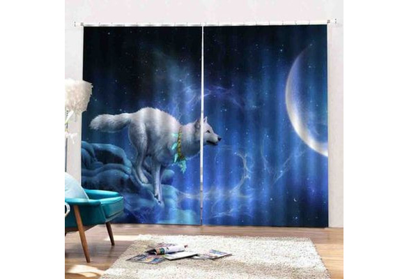 Kids Furniture Room Décor Lb Wolf Window Curtains For Bedroom Living Howling To The Moon At Black Night Teen Darkening Thermal Insulated Blackout Ds 2 Panels 28 By Lb Wolf Window Curtains, Wolf Window Curtains