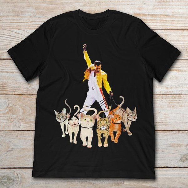 Freddie Mercury With Yellow Jacket And Cats T Shirt S to 5XL Wish