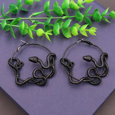 Black Gothic Jewelry Medusa Serpent Hoop Earrings Snake Circle Earrings Women Party  Accessories