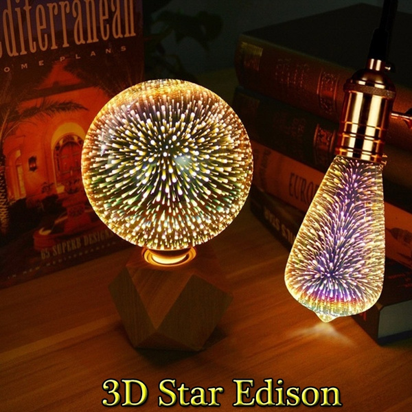 E27 LED Light Bulb 3D Fireworks Decorative Edison Party Lamp A60 ST64 G80 G125 