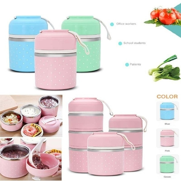 Stainless Steel Insulated Lunch Box Student School Multi-Layer