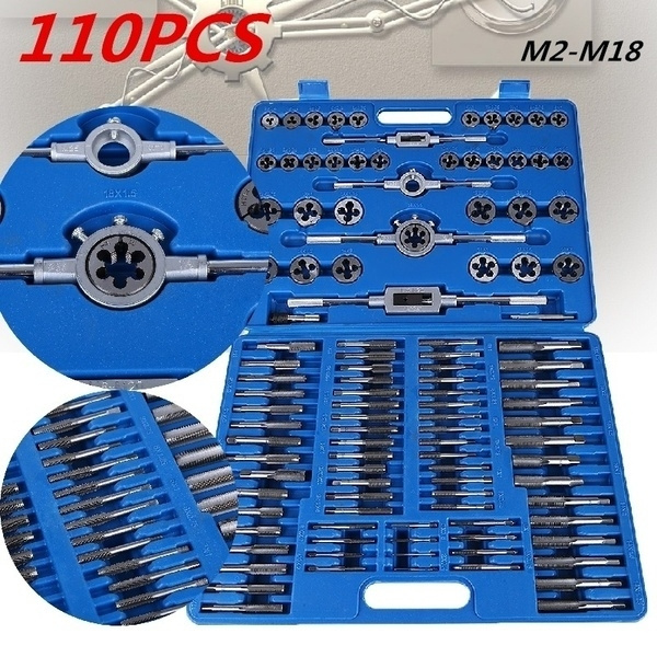 Dedicated 110pcs/set M2M18 Screw Nut Thread Taps Dies With Wrench