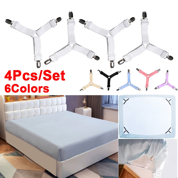 4Pcs/Set Bed Sheet Holder Triangle Bed Mattress Sheet Clips Adjustable  Grippers Holder