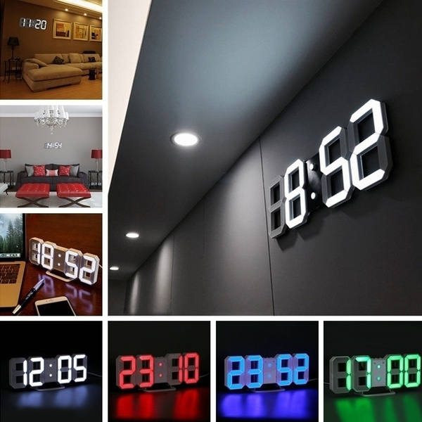 3D LED Digital Wall Clocks 24/12 Hours Display 3 Levels Brightness Dimmable  Night Light Snooze FUNCTION for Home Kitchen Office 3D LED Digital Clock  24/12 Hours Display 3 Levels Brightness Dimmable Night