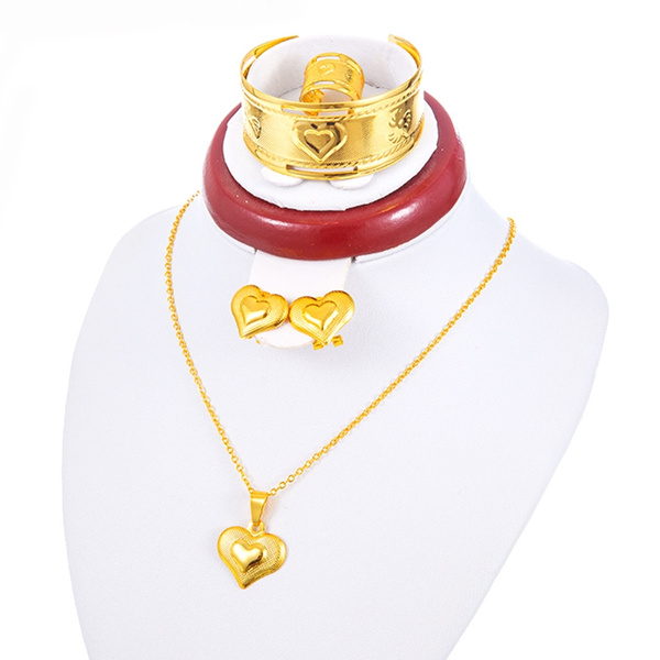 Heart baby jewelry for girls 24k Gold Plated Jewelry Set baby