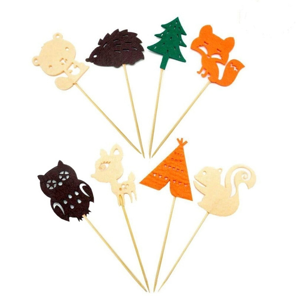 40 Pack Woodland Animals Cupcake Toppers - Forest Theme Baby Shower & Birthday Party Decorations