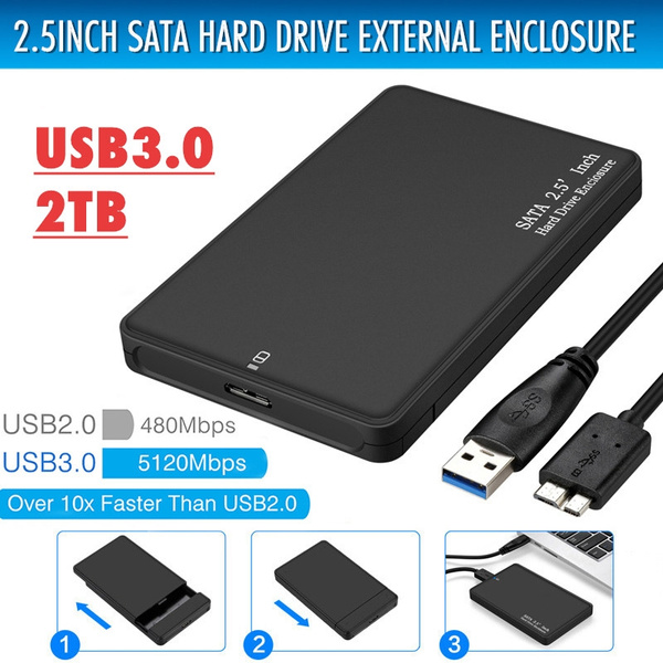 Portable 2.5inch 2TB USB3.0 SATA Hard Drive Disk Case Solid HDD SSD ...