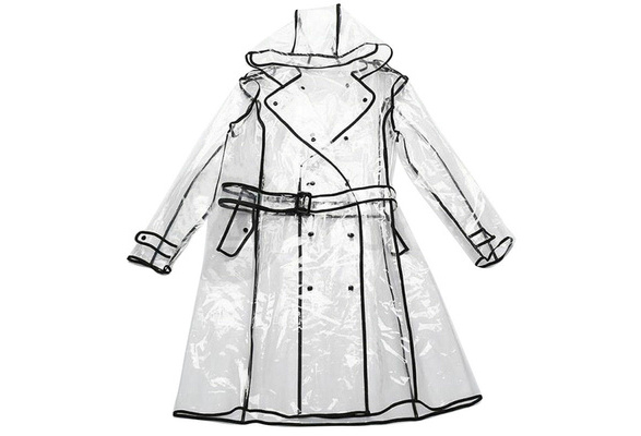 clear black raincoat