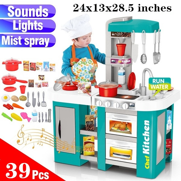 Kids Kitchen Playset With All The Sights And Running Water Sounds Of Kitchen Toy 