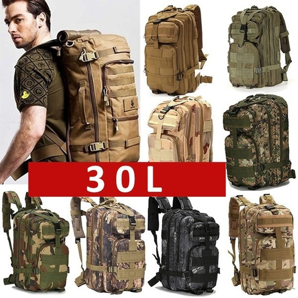 Hiking Camping Bag Army Military Tactical Trekking Rucksack Backpack Camo  30L 