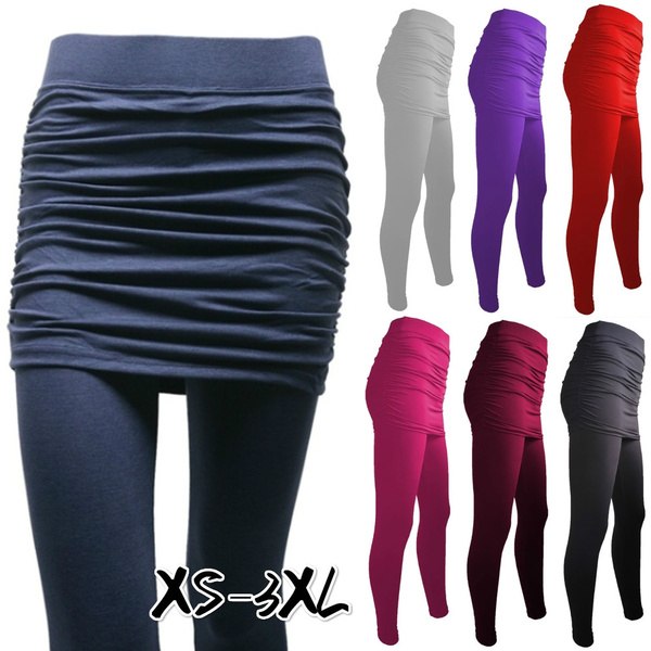 2in1 Boot-Cut Leggings with Micro Slant Skirt (Plain) - FATAL ATTRACTION