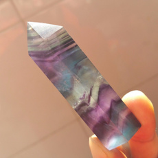 Crystal, quartz, wand, naturalfluorite