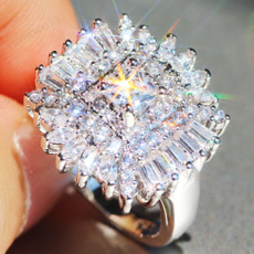 clusterring, Princess, wedding ring, 925 silver rings