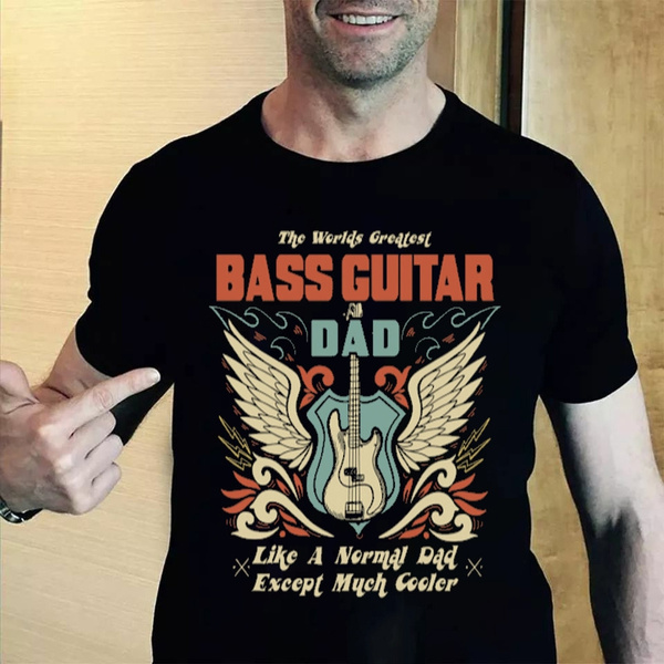 Mens T-Shirt-Bass Guitar Dad Music 