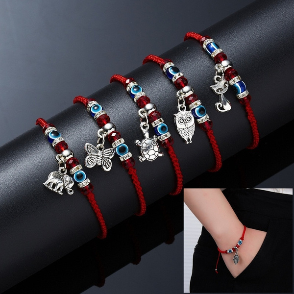 Fashion Adjustable Braided Lucky Red String Friendship Bracelet Butterfly  Elephant Tortoise Owl Hamsa Hand Blue Evil Eye Beads Bracelet for Women Men  Charm Jewelry