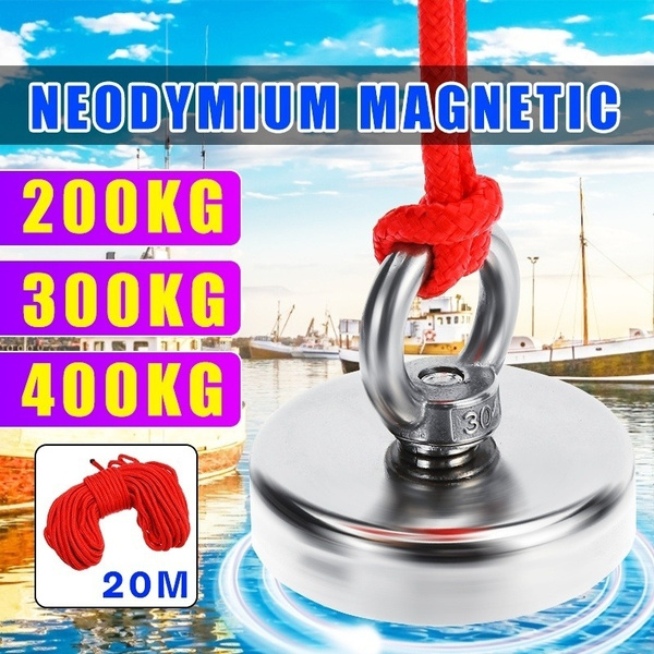 400KG Mit Seil Fischermagnet Neodym Super Strong Recovery Pull Force 240/300 