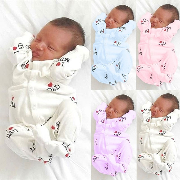 I Love Dad Baby Cute Cotton Rompers Father's Day Daddy Gift Newborn Baby Long Sleeve Jumpsuits