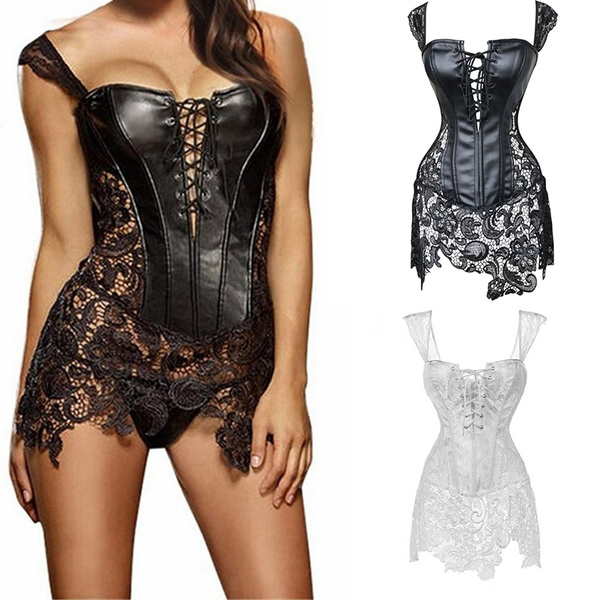 Womens Gothic Steampunk Costume Cosplay Lace Dress With G String