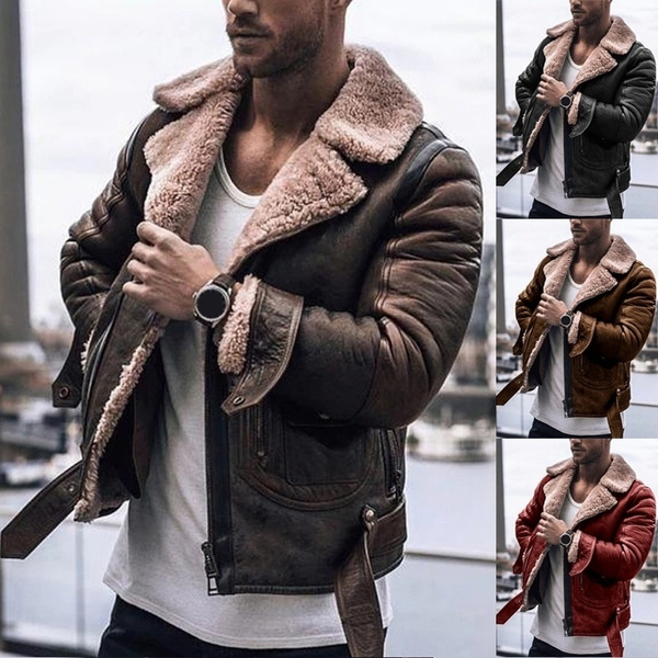 mens bomber jacket with faux fur collar