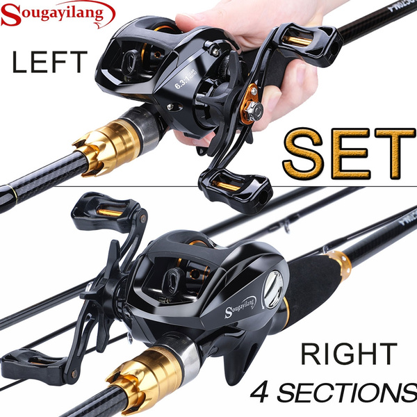 Baitcaster Rod Reel Combos with 24 Ton Carbon Fishing Pole and