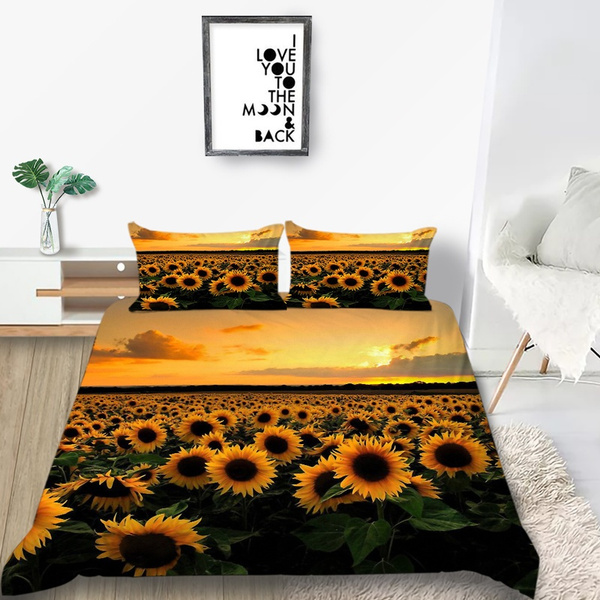 3d Realiatic Sunflower Pattern Duvet, Sunflower Duvet Cover Set