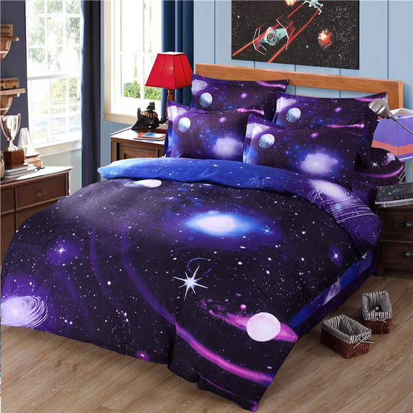 3pcs 3d Galaxy Duvet Cover Set Twin, Space Themed Twin Bedding