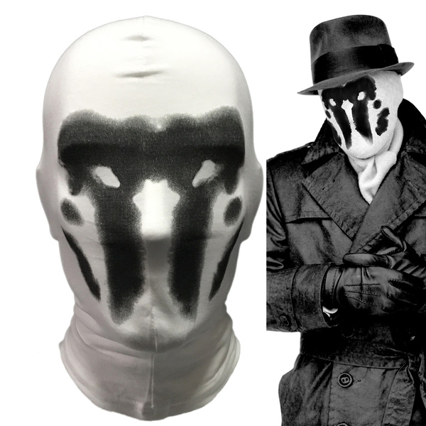 2020 Watchmen Rorschach Full Head Mask Hood Cosplay Superhero   Balaclava Props 