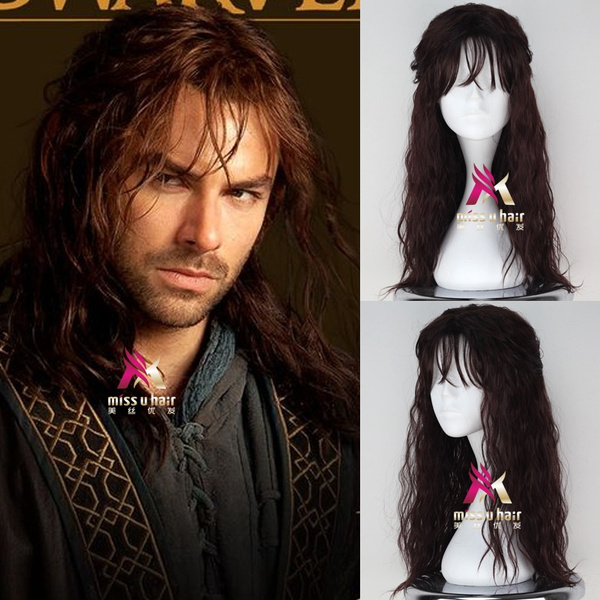 New Halloween Mens The Hobbit Kili cosplay wig Black Long wig role