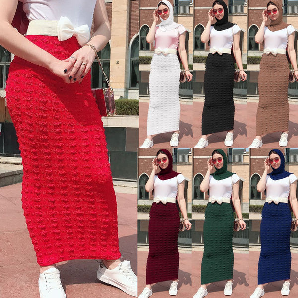High Quality Women Seamless Bodycon Maxi Skirt Muslim Lady Stretchy ...