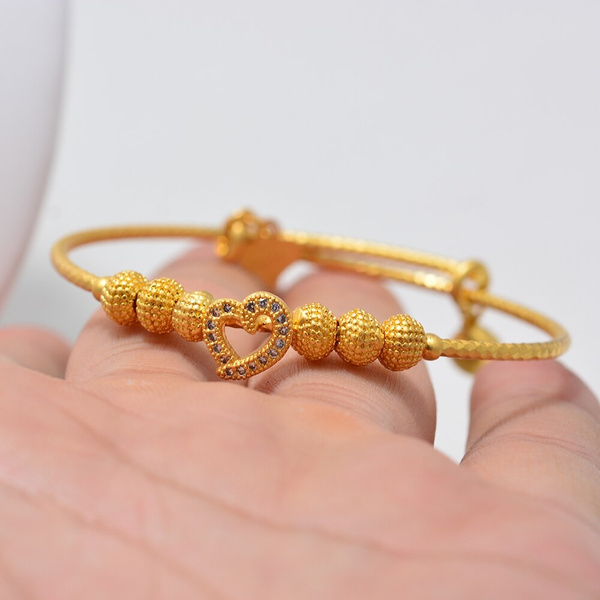 1Pcs Dubai Arab Heart Stone Gold Jewelry Gold Color Bangles Women Girl Man  Ethiopian Bangles Bracelets Ethiopian Jewelry Bangles Gift