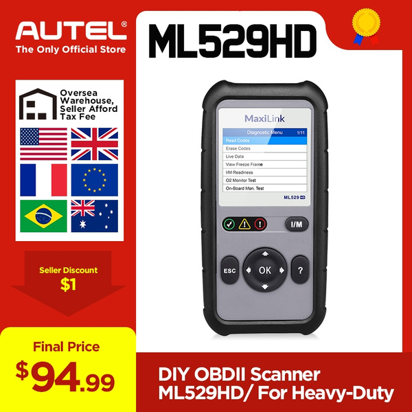 Autel ML529HD OBD2 Scanner HEAVY DUTY DIESEL TRUCK J1939 J1708 Gasoline Vehicles