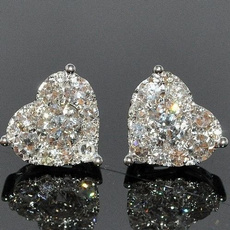 Sterling, Heart, DIAMOND, heart earrings