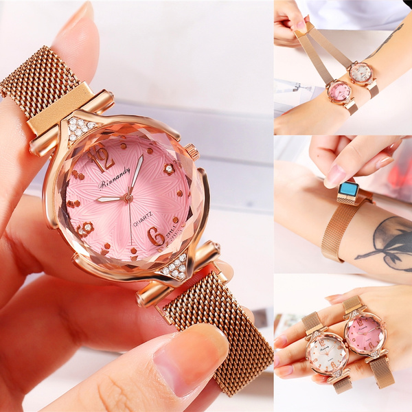 Women Watches Woman Fashion Casual Watch Thin Mesh Strap Watch Womens Bracelet Watches Rose Gold Watch Lady Dress Quartz Female Clock Women Elegant