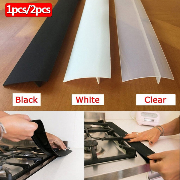 LUVODI Silicone Stove Counter Gap Cover Spill Bits Guard Seal Oven Gap Filler Flexible Heat-Resistant Easy Clean and Trim for Kitchen Cooker Work Surface 2 Pack 