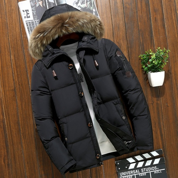 High quality fur collar men winter Jacket casual warm hooded down coats main image 1