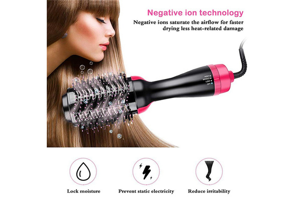 Salon Negative Ion Ceramic Electric Blow Dryer Rotating Straightener Curl Brush AINAAN Hot Air 3-in-1 Hair Styler 2019 Red