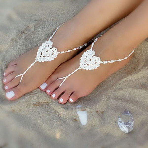 shoes, foot jewelry, nude shoes, beach wedding shoes, anklet, crochet  barefoot sandals, beach wedding sandal - Wheretoget
