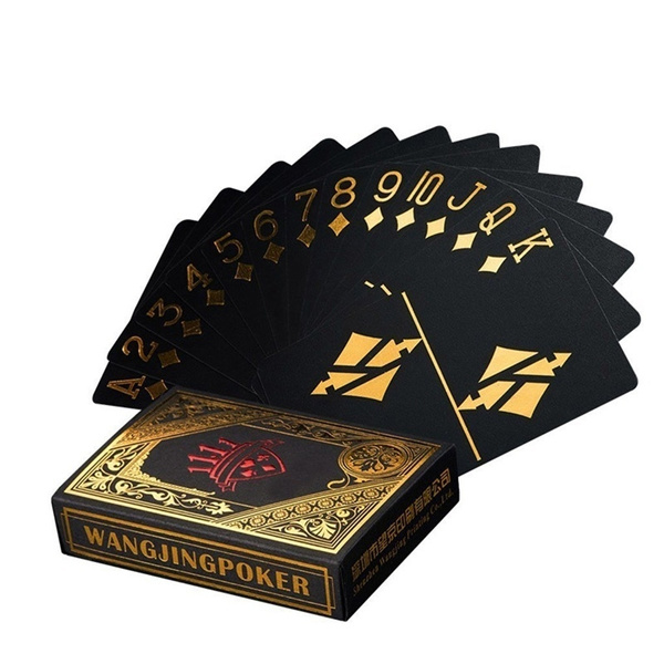 55 Pcs/Deck Poker Waterproof Playing Cards Set Classic Magic Tricks Tool Black X 