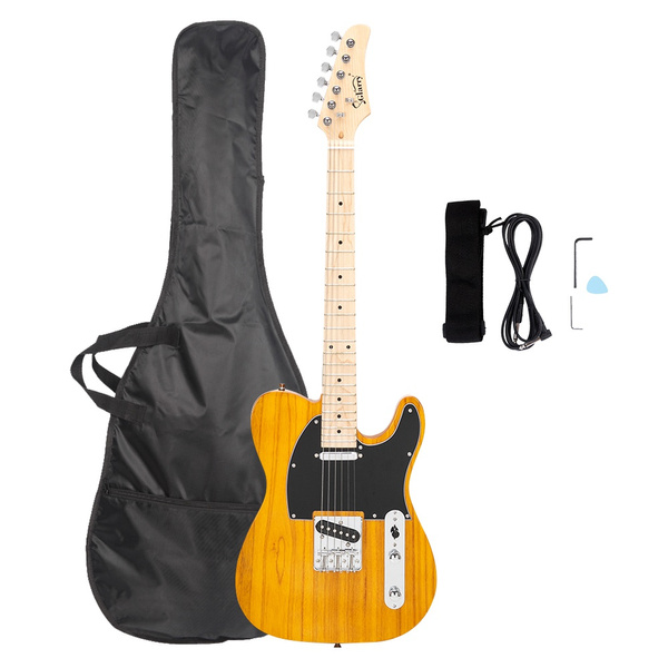Glarry 6 Strings Electric Guitar/ Acoustic Guitar with Maple Fingerboard, Bag, Strap, Connecting