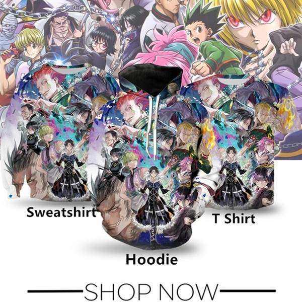 new 3d print anime hunter x hunter t shirt/hoodie/sweatshirt unisex tops   wish