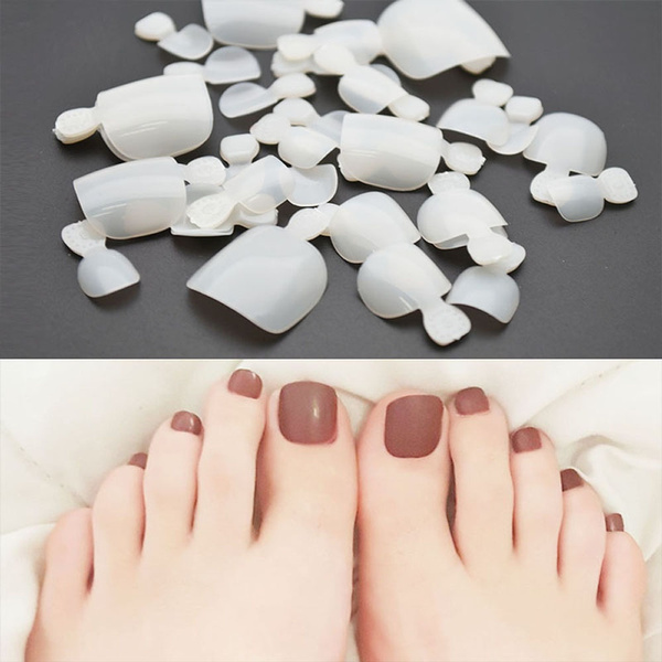 24pcs Artificial Toe False Nails Tips Detachable Nail Art Pedicure Manicure  ~ | eBay