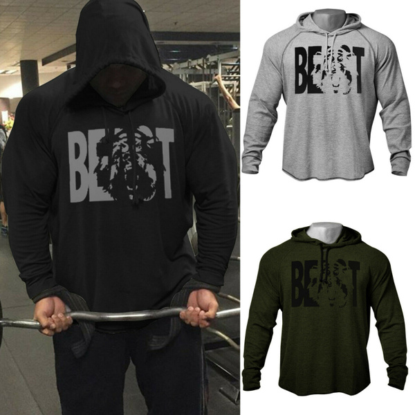 Men Fitness Gym Big Beast Print Cotton Bodybuilding Workout